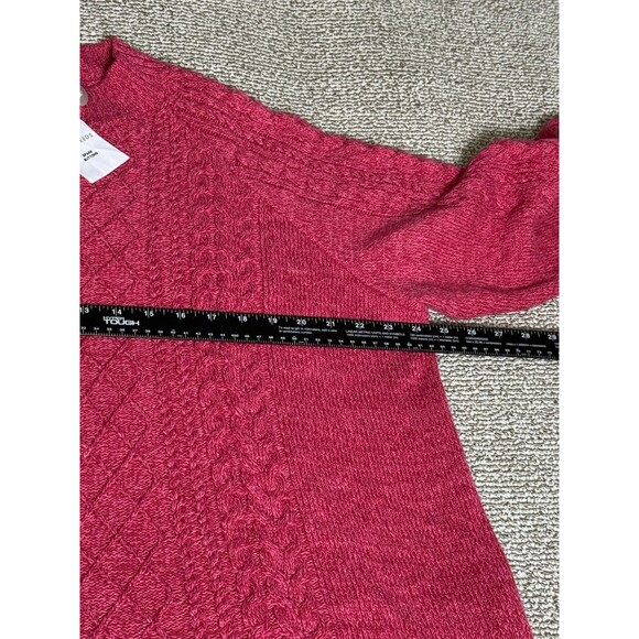 NWT Appleseeds Women’s Sweater Sz 1X Cable Knit Heavyweight Fisherman’s Red - Picture 6 of 8